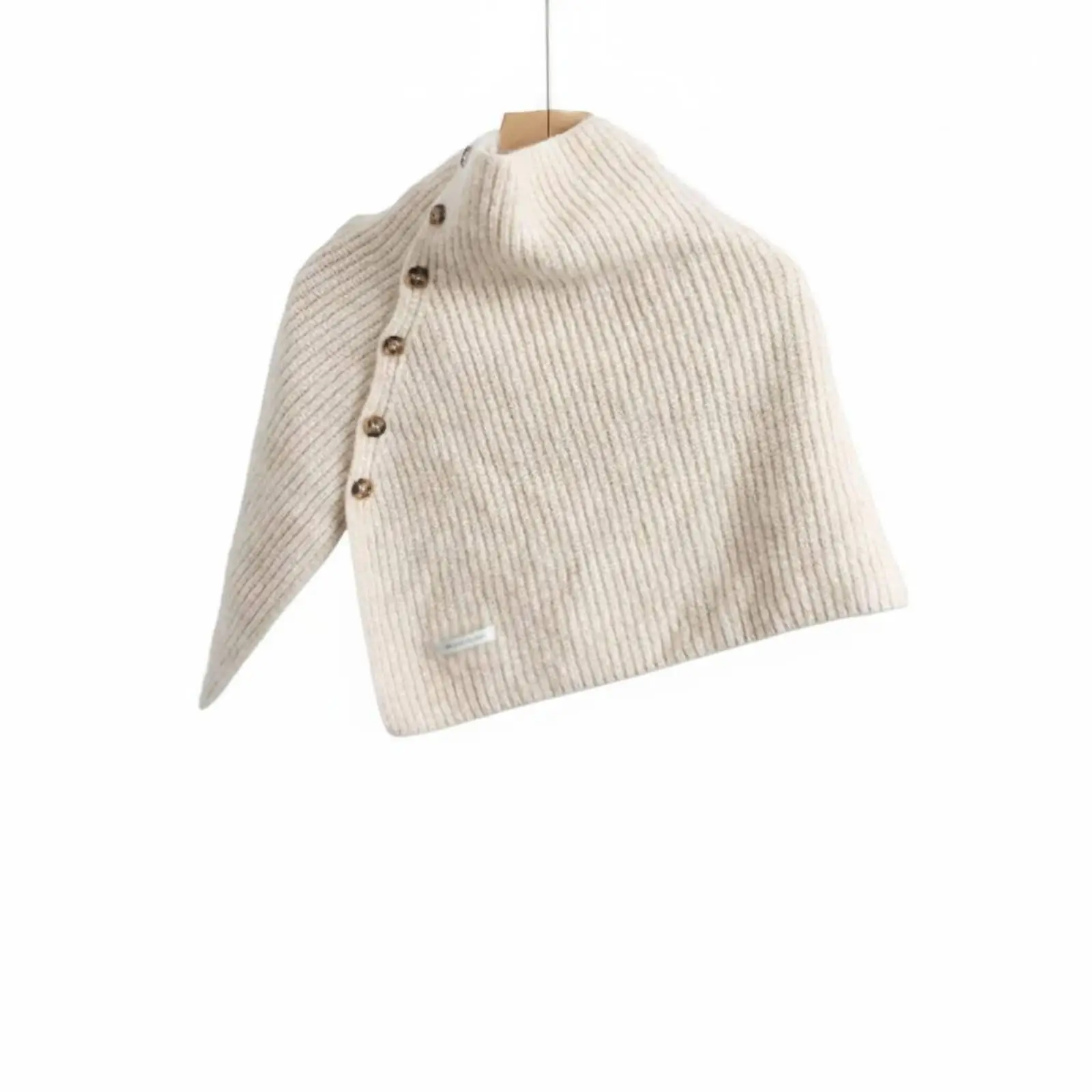Soft Wool Shawl Women Winter Cape Scarf Wrap Buttoned Split Knit Cover Layer for Home Work