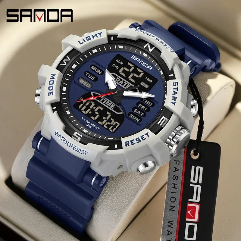 SANDA 6176 Sports Waterproof Electronic Quartz Mens Wristwatches G