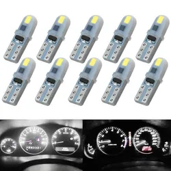 10x Car Instrument Warning Lights White T5 3014 SMD LED Wedge Dashboard Warning Instrument Panel Light Lamps