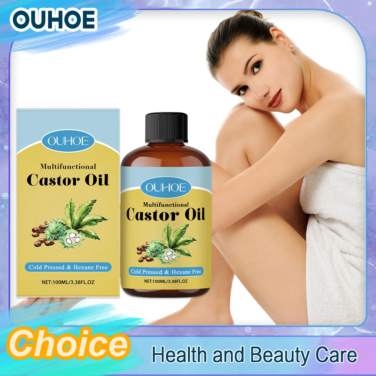 

Organic Castor Oil Moisturizing Hair Eyelashes Eyebrows Emollient Brightening Body Relaxation Aromatherapy Massage Essential Oil