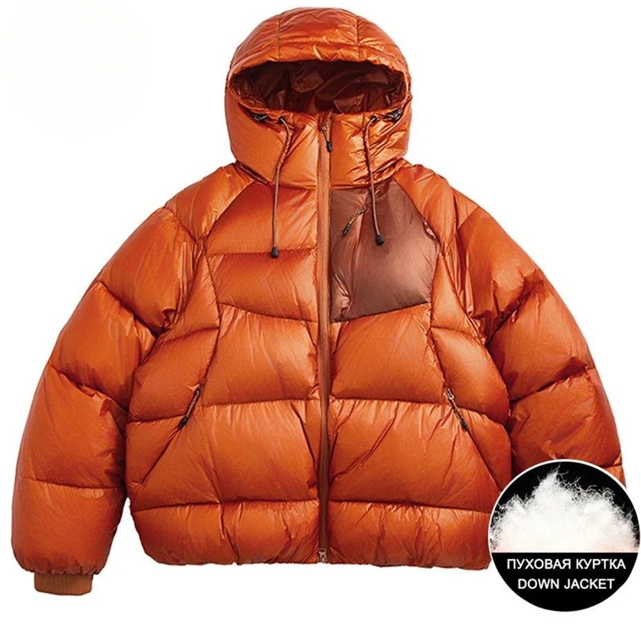 

Мужские зимние куртки-пуховики из 90% белого утиного пуха, утепленные парки с пузырьками