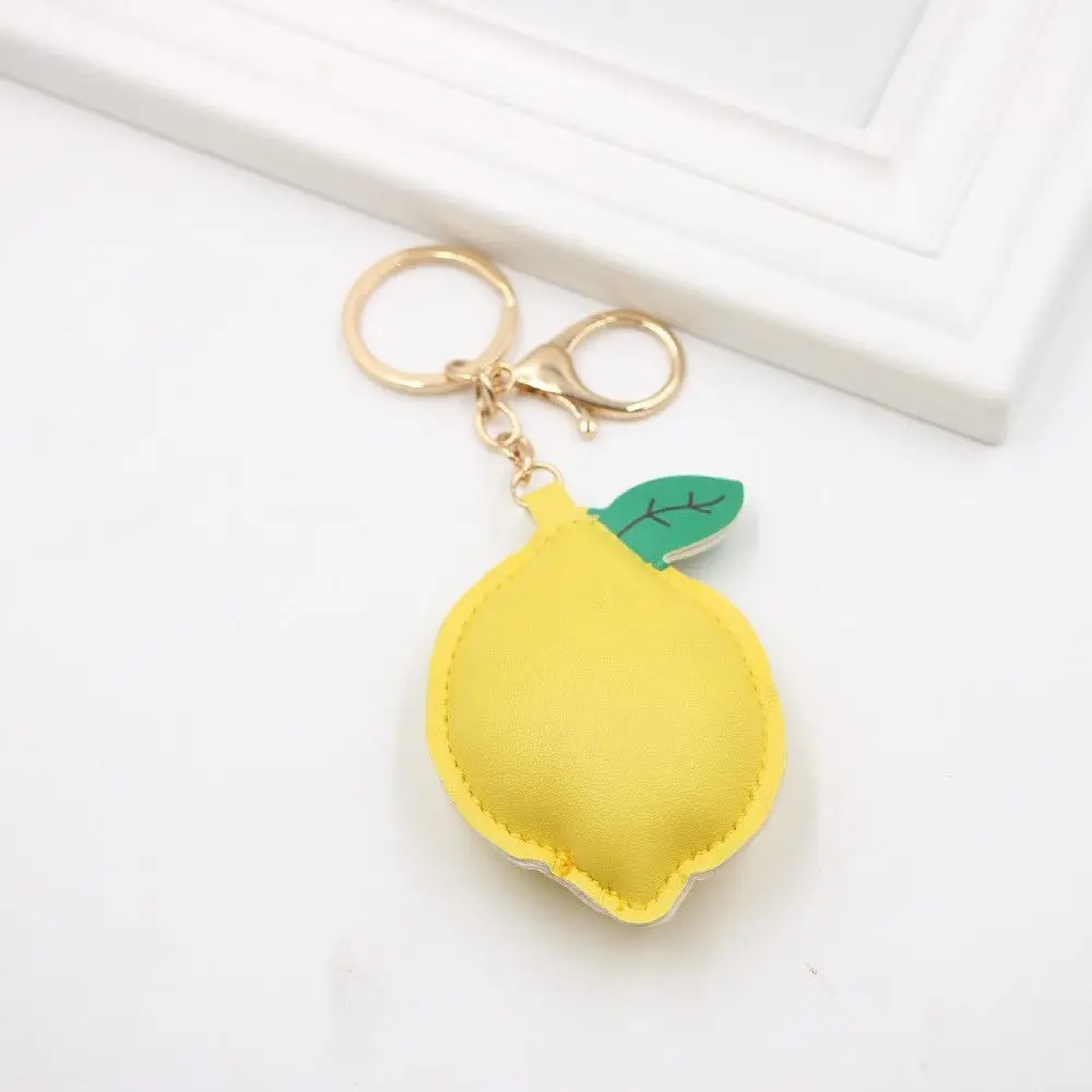 Multi-color PU Leather Lemon Keychain Car Keyring Cartoon PU Leather Hanger Fruit Fashion Bag Pendant Bag Ornament