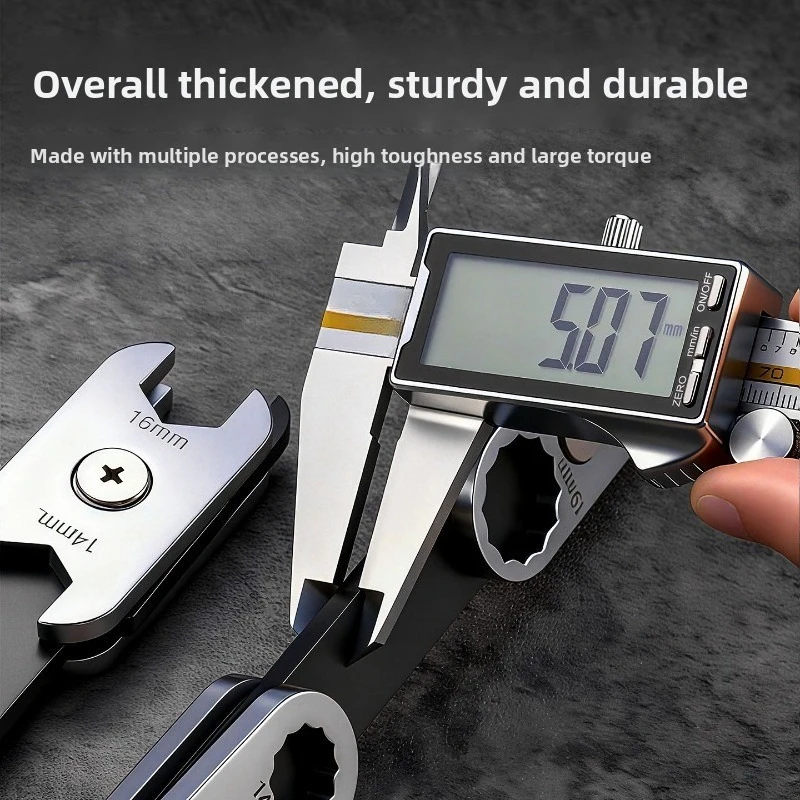 360degree rotatable adjustable eight in one wrench tool,versatile for both opening and plum blossom,sturdy and durable rustproof
