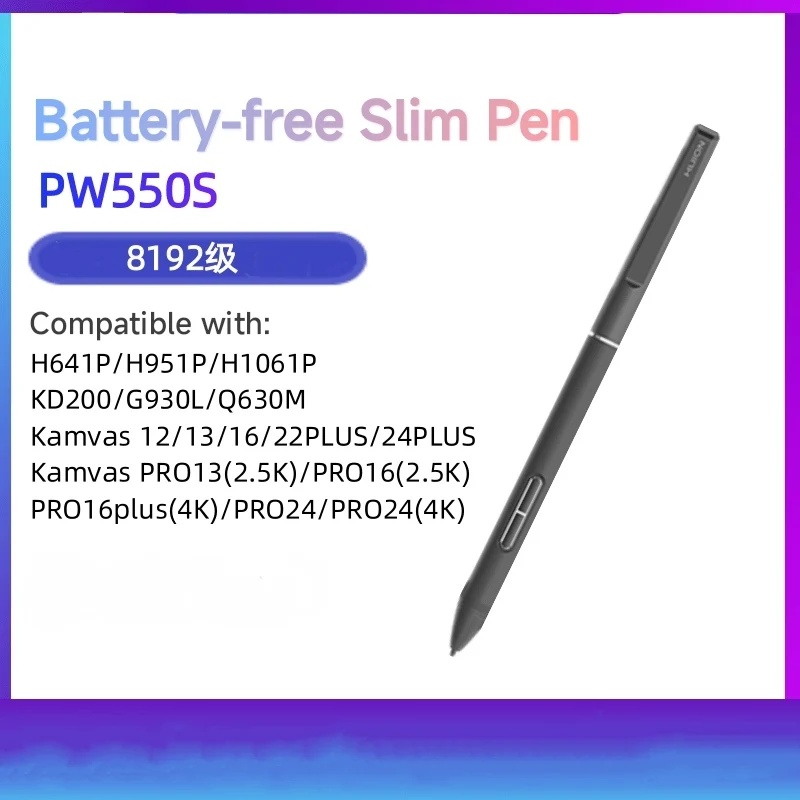 

NEW PW550S Battery-Free Slim Pen Stylus 8192 for Huion Kamvas 12/13/16/22PLUS/24PLUS Kamvas PRO13 16 PRO16 PLUS/ PRO 24/ H951P