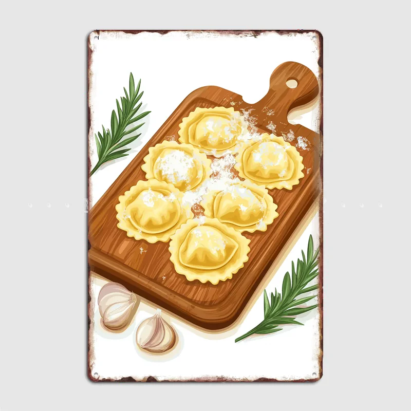 Ravioli on Cutting Board Vintage Poster Metal Sign Custom Bedroom Room Decor Home Decor Posters Wall Decoration