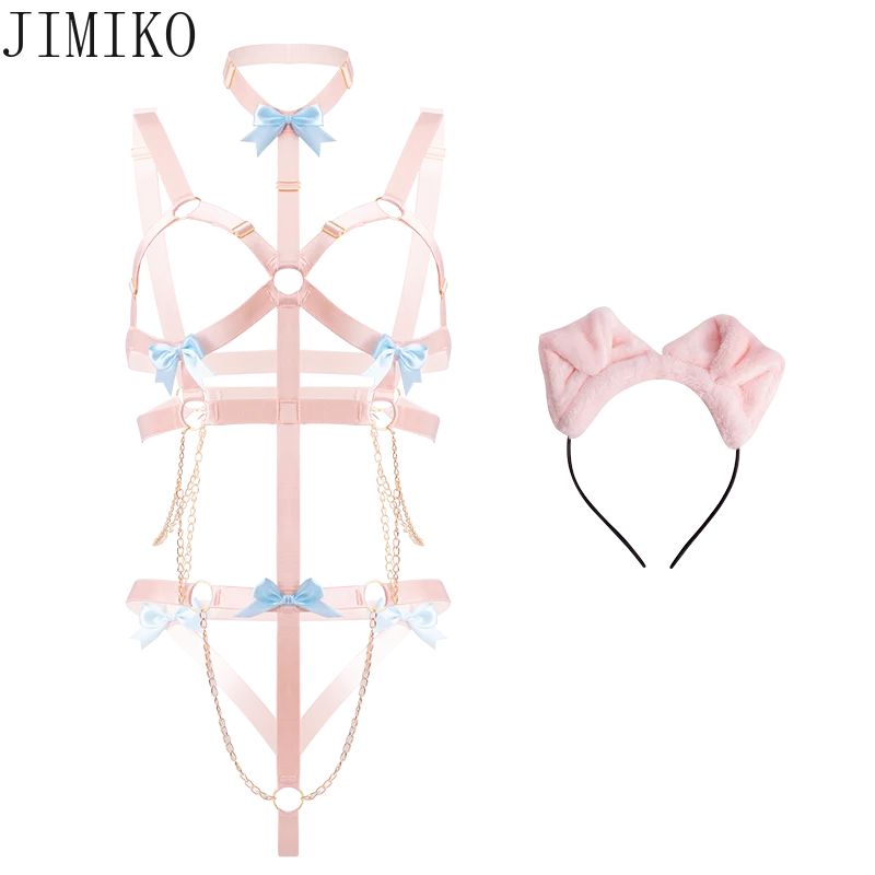 

jimiko woman sexy play clothes suit sweet pink puppy lingerie elastic bandage bodysuit erotic belt erotic underwear sex costume