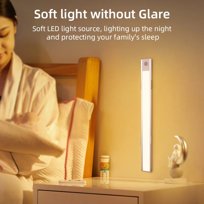 Immagine 5: Luce per Armadio Ricaricabile con Sensore di Movimento LED Wireless USB Ultra Sottile Illuminazione Notturna per Armadio 20cm/30cm/40cm/60cm