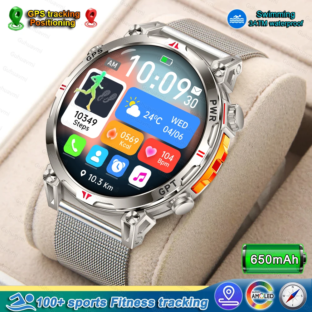 

Smart Watch AI GPT 3ATM Waterproof AMOLED Screen Fitness tracking HeartRate GPS Sports Smartwatch For Android iOS 1.56inch Men