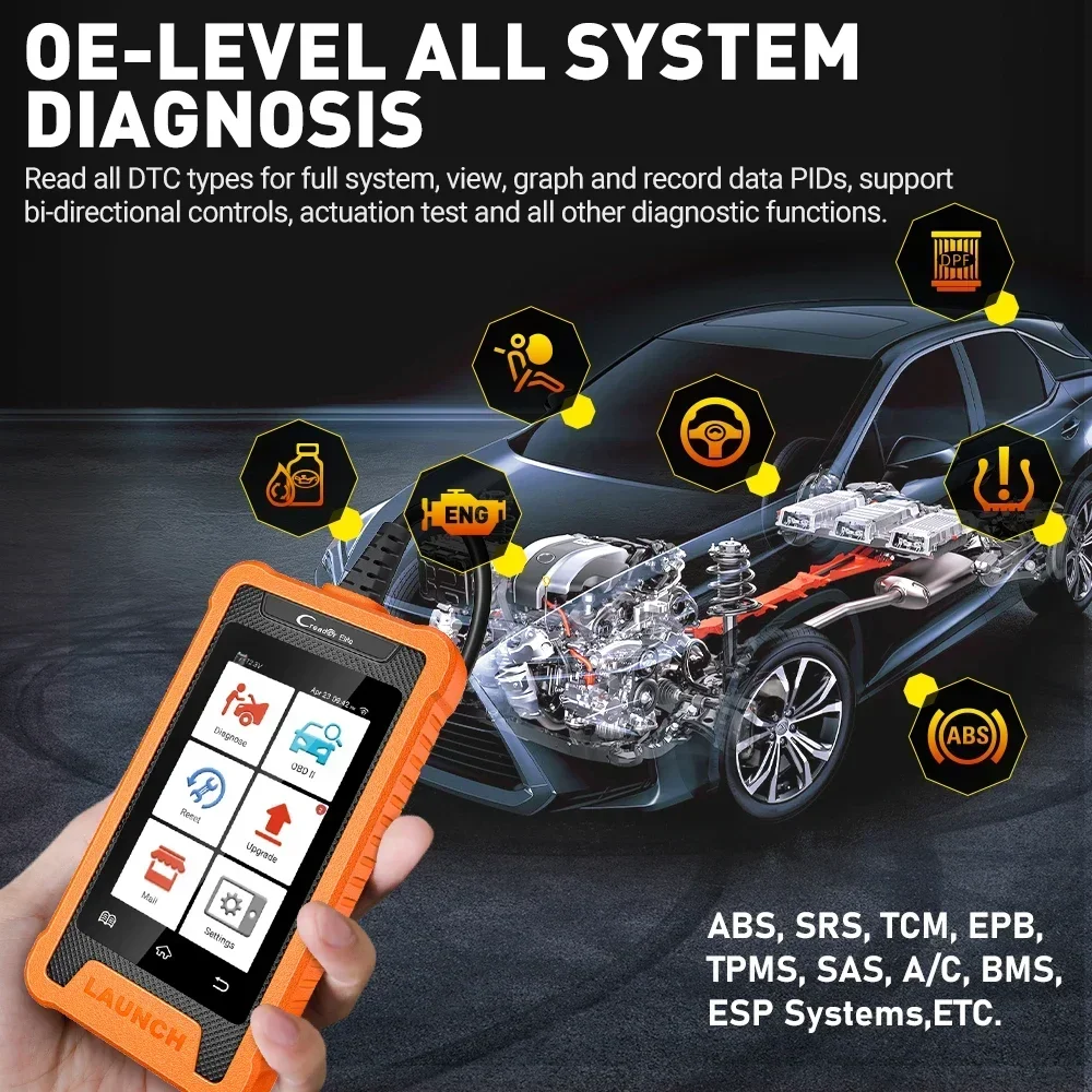 LAUNCH X431 Elite Car Full System Diagnostic Tools Auto OBD OBD2 Scanner Active Test ECU Coding Multilingual Free Update Online