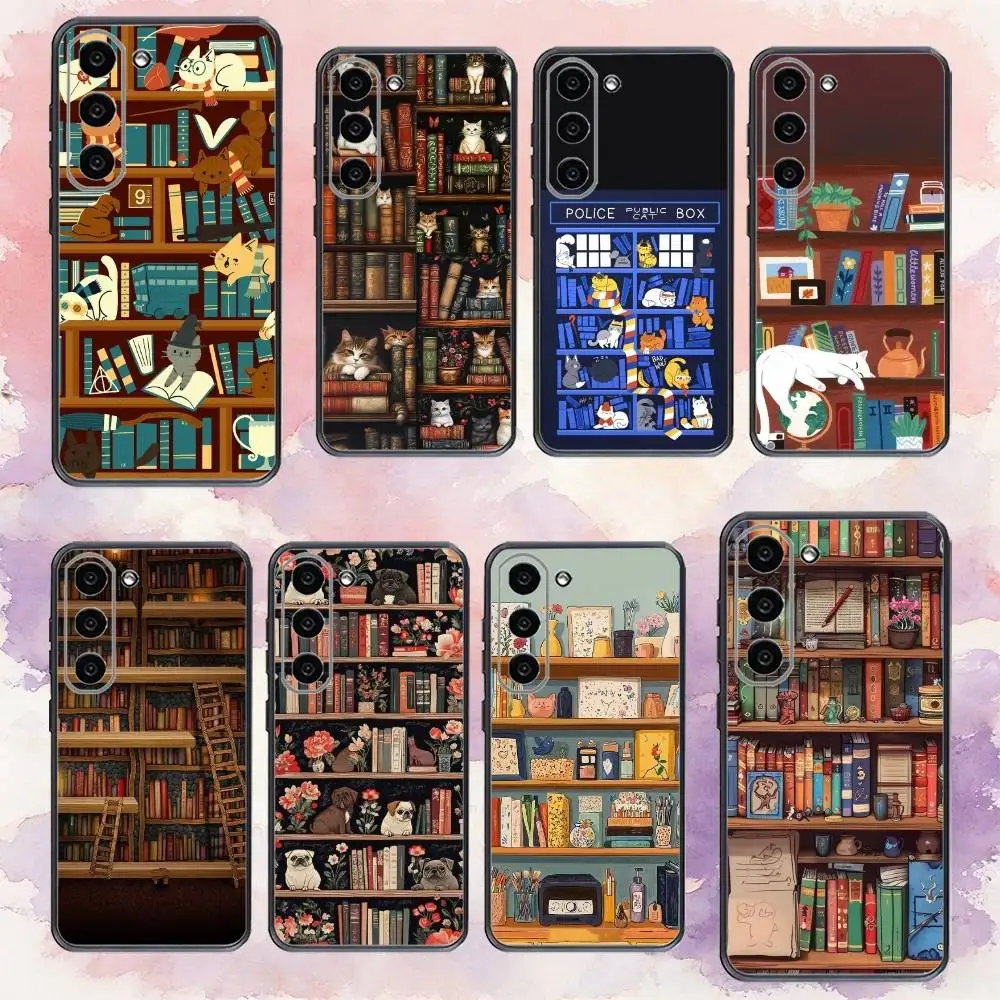 

Creative Bookshelf Phone Case For Samsung Galaxy A73,A72,A71,A70,A53,A52,A51,Others Soft Black Cover