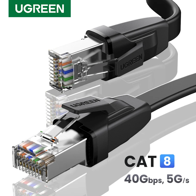 Ugreen Ethernet Kabel Cat8 40Gbps Platte Netwerkkabel Hoge Snelheid Cat8 U/ftp Voor Laptop Pc Router Ps 4 Lan Patch Cord Kabel RJ45