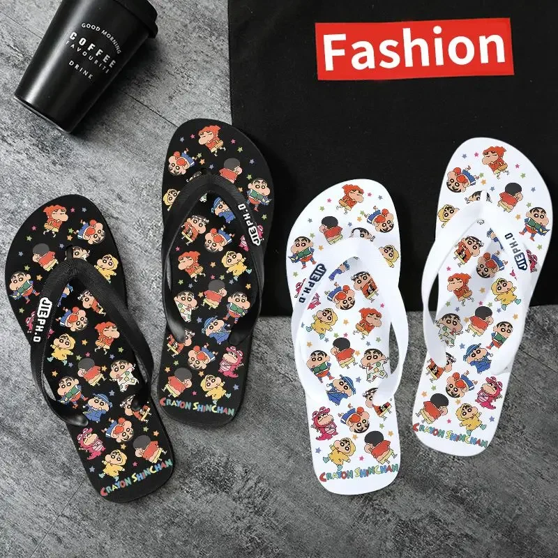 Anime New Crayon Shin Chan 여름 플립 플롭 귀여운 만화 홈 미끄럼 방지 슬리퍼 패션 커플 샌들 생일 선물