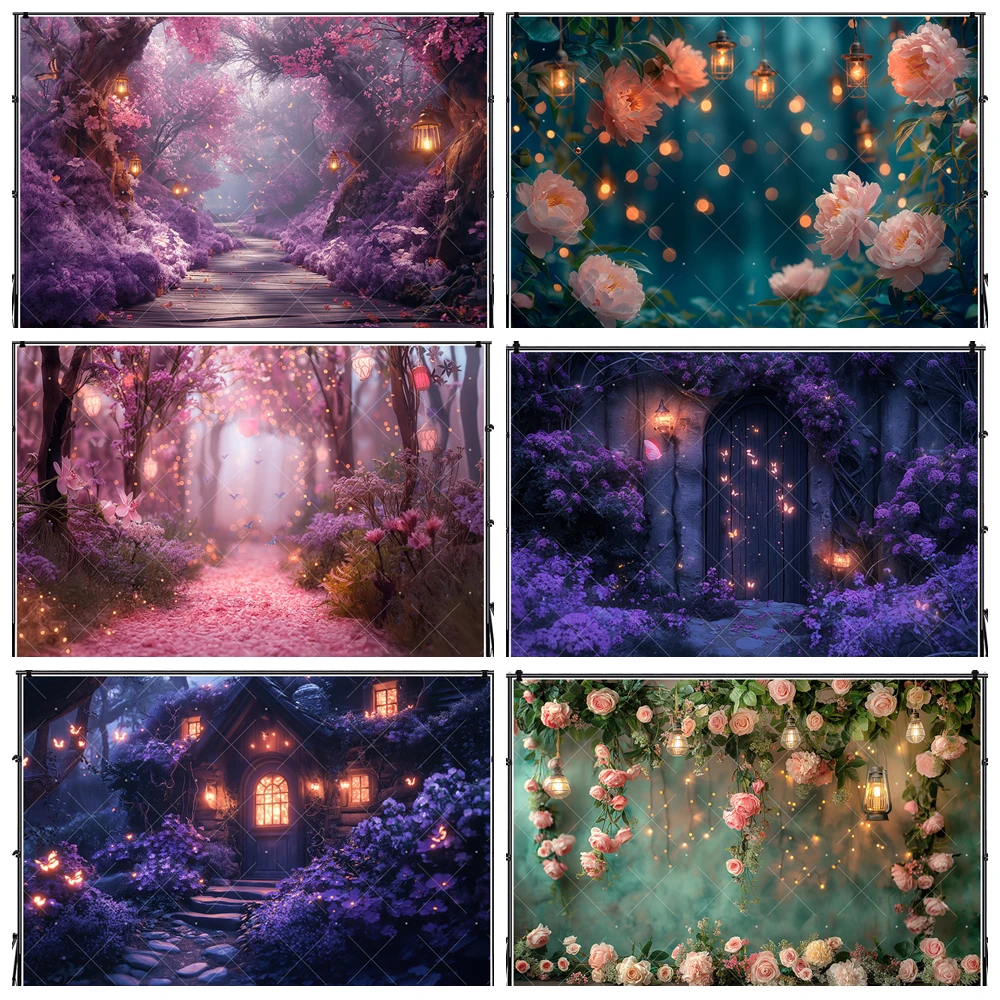 

Garden Secret Land Theme Flowers Butterfly Photography Background Girl Interior Decoration Studio Props Provides Customization