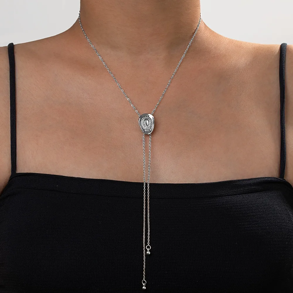 New Fashion Western Cowboy Hat Bull Horse Oval Turquoise Slide Adjustable Lariat Y Drop Long Necklace for Women Souvenir Jewelry