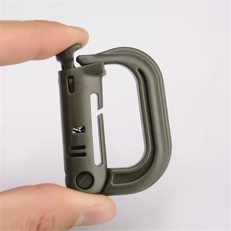 Plastic D-Ring Tactical Carabiner Keychain Hard Polymer Hanging Hook Buckle Clip Survival Tool for Outdoor Travelling Camping