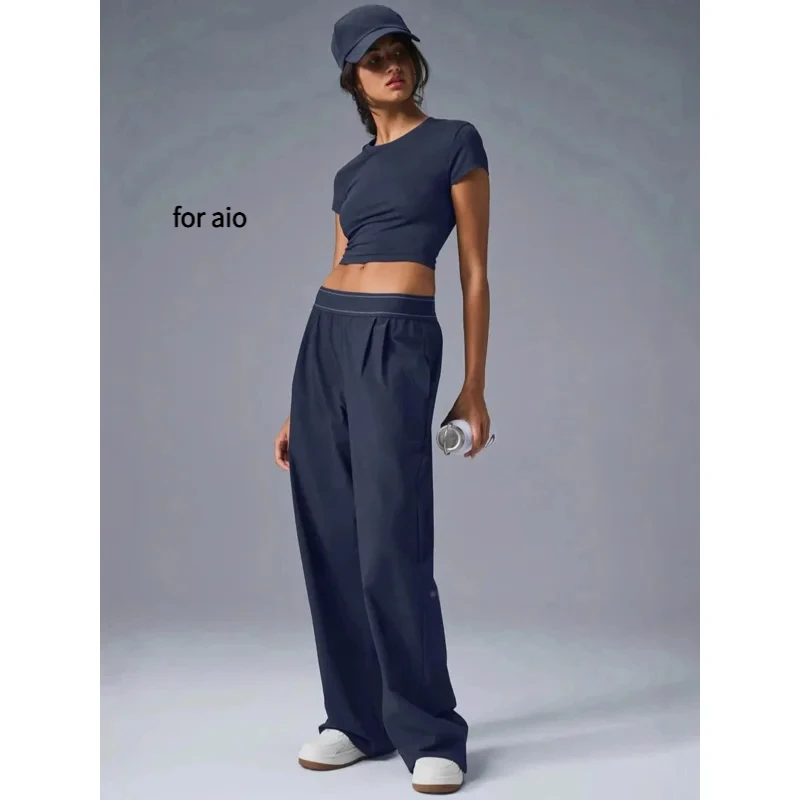Women Casual Yoga Pants Quick Dry Straight Leg Lightweight Summer Trousers Reflective Logo for aio Soft Comfortable Activewear