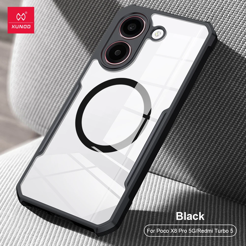 Xundd Phone Case For POCO X8 Pro 5G Case Airbag Anti-drop Shell Camera Protection Acrylic+TPU Back Anti-Yellow Transparent Cover
