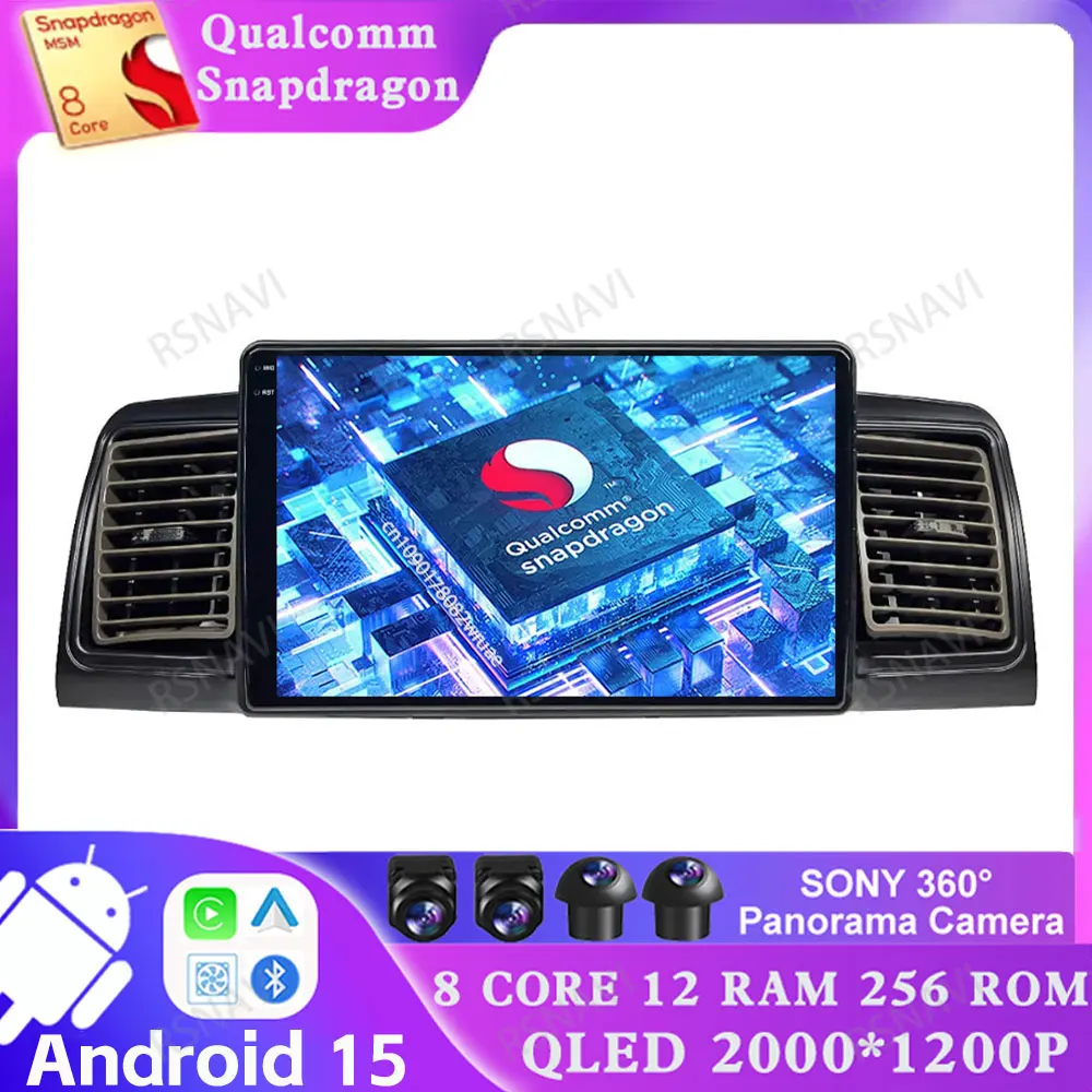 

Android 15 for Toyota Corolla E120 2000-2009 DVD Multimedia 5G WIFI Car Radio Navigation Stereo BT Qualcomm Head Unit 4G LTE GPS