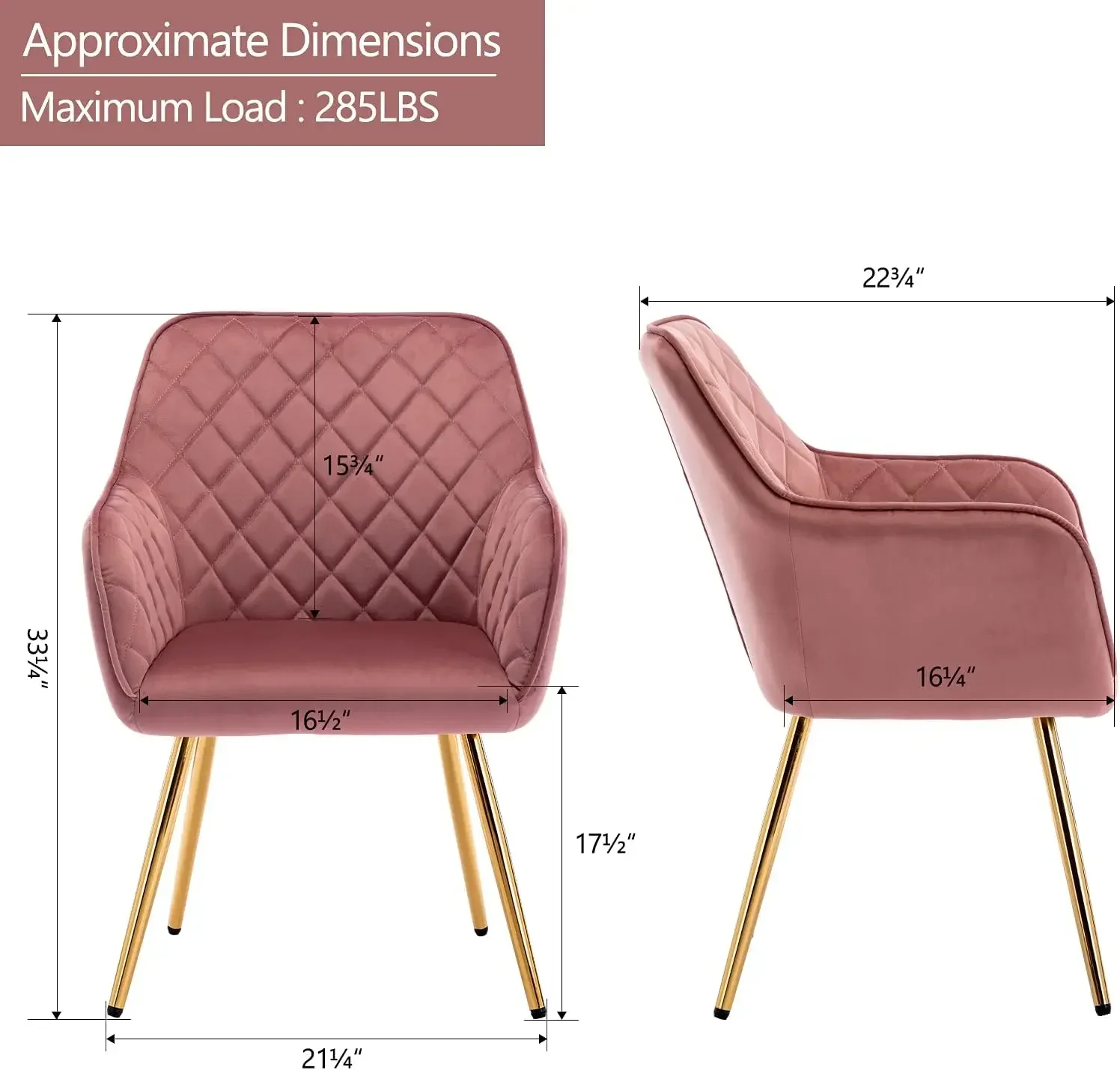 Fluwelen accentstoel met gouden poten, gestoffeerde kaptafelstoel met rugleuning, vrijetijdsfauteuil voor woonkamer, slaapkamer, eetkamer