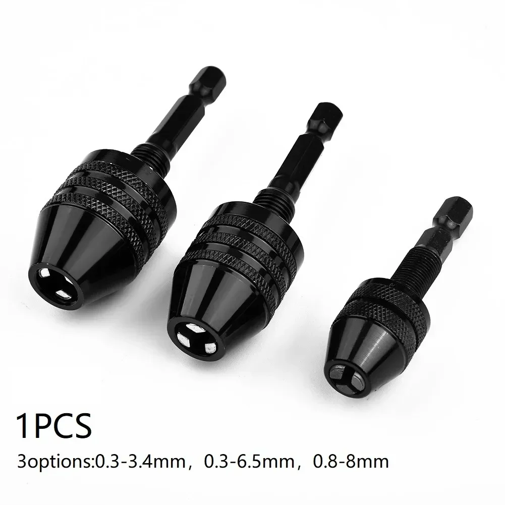 1/4in Chuck Keyless Drill Bit Hex Shank Adapter Converter Chuck Conversion For Self-Tighten Electric Drill Driver Aluminum Alloy