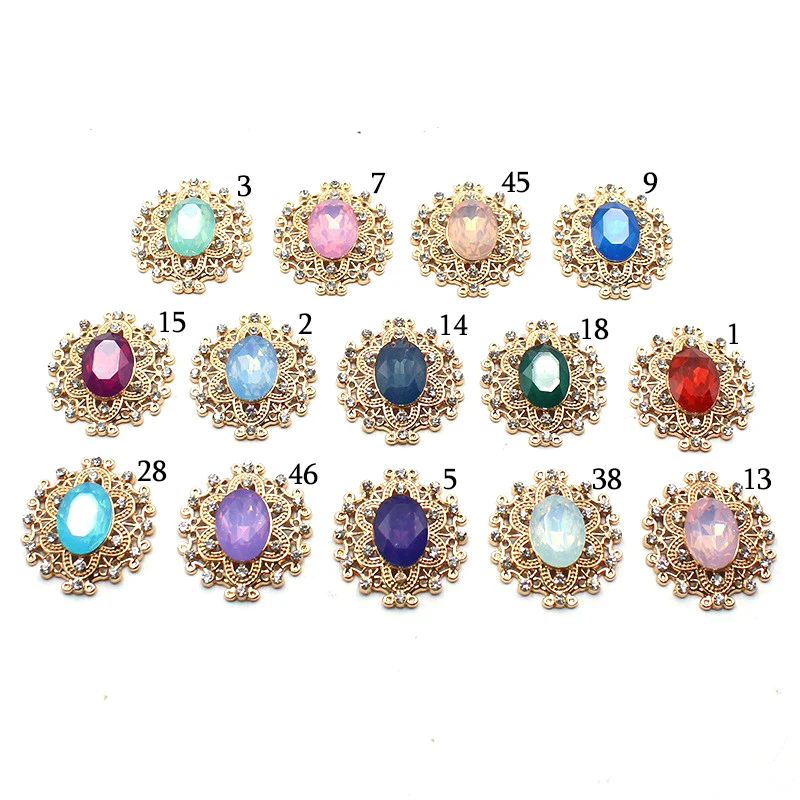 10Pcs 25 * 26MM Oval Rhinestone Resin Alloy Jewelry Accessories Diy Wedding Dress Hair Jewelry Jewelry Accessories