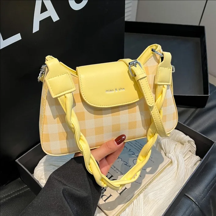 

Новая модная сумка через плечо для женщин, дизайнерская роскошная сумка с цветным блоком, клетчатый узор, модная минималистичная сумка на плечо