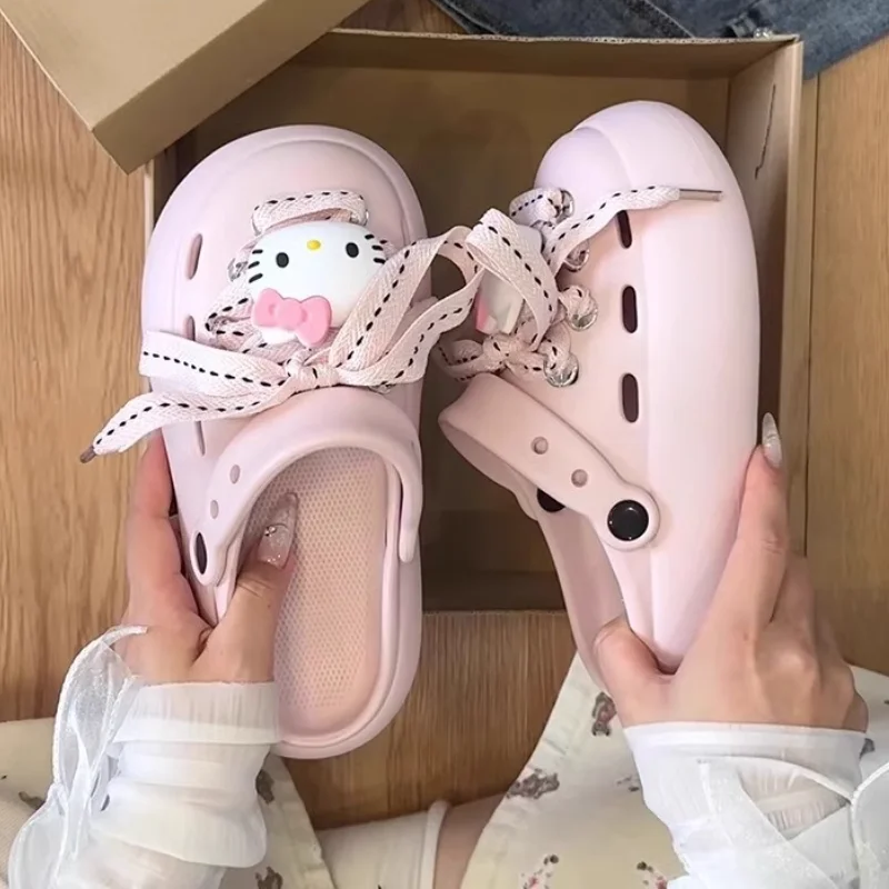 

Sanrio Garden Shoes Kawaii Girl Hello Kitty Beach Shoes Slippers Sandal Home Shoes Casual Shoes Cartoon Anime Summer Soft Soled