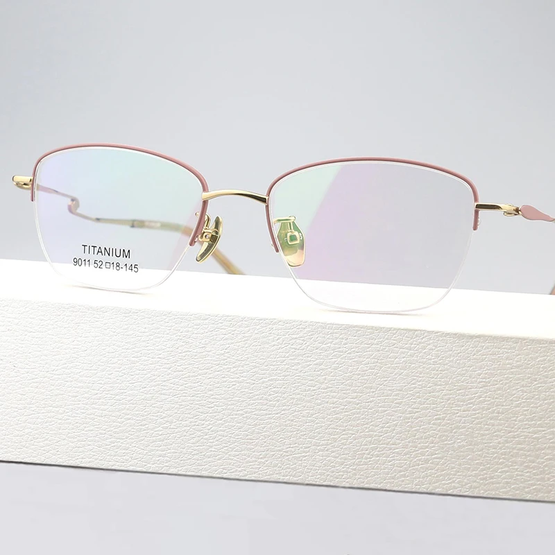 

Luxury Eyeglasses Titanium Glasses Fashion Women Sea Shell Optical Prescription Myopia Eyewear Half Frame Spectacles