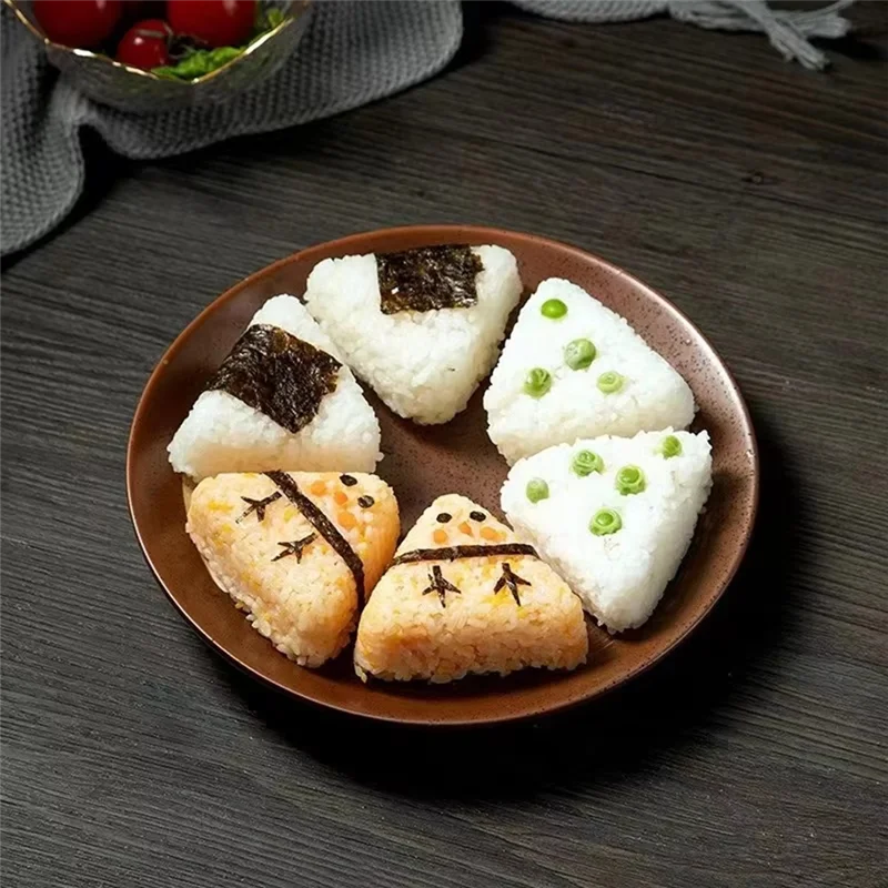 TKOH-Juego de moldes para sushi triangulares japoneses, máquina portátil para hacer rollos de arroz y verduras para pícnic al aire libre y loncheras DIY