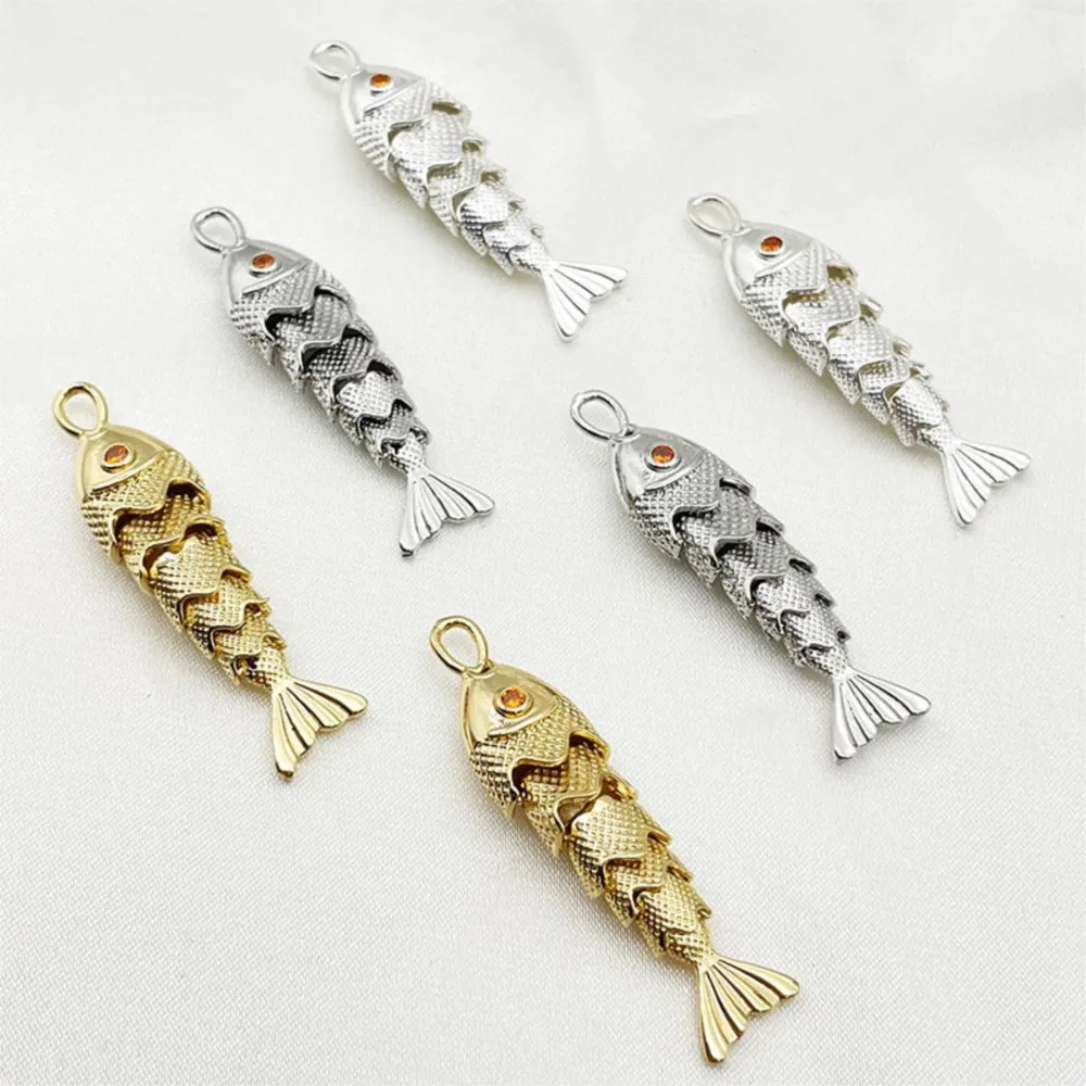 1Piece 18K Gold Brass Ocean 3D Fish Animal Movable Charms Pendants For DIY Fashion Necklace Bracelet Jewelry Making Findings