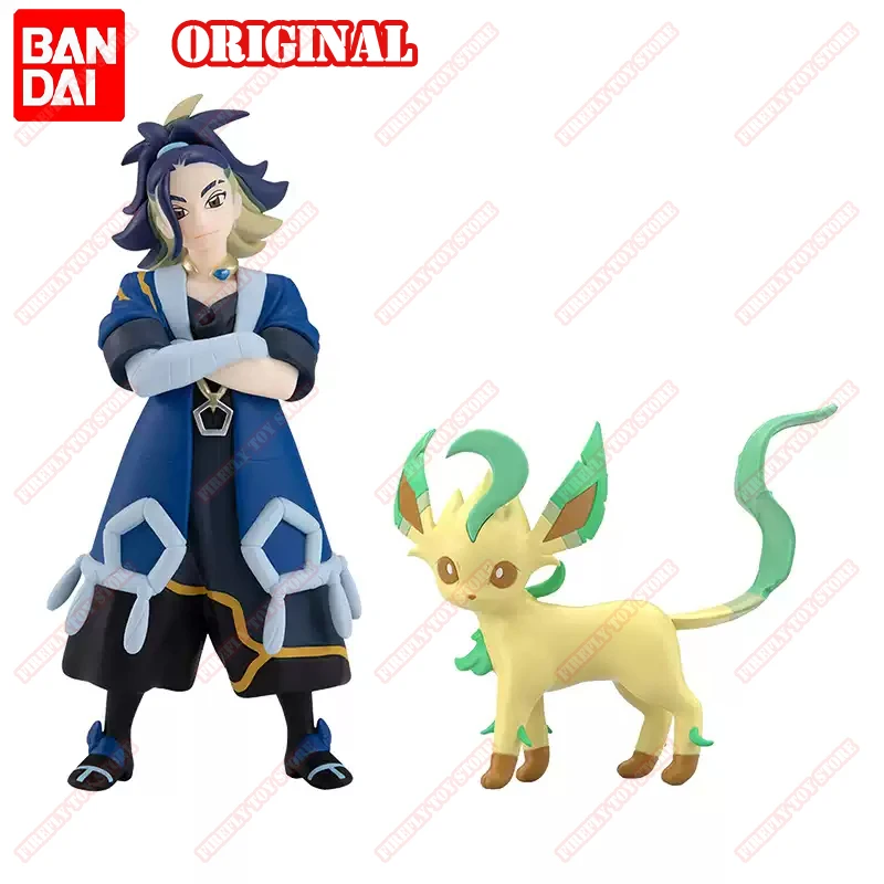 BANDAI Original Pokemon Animation Game Peripheral Toy SCALE WORLD Adaman Leafeon Anime Action Model Figures Collection