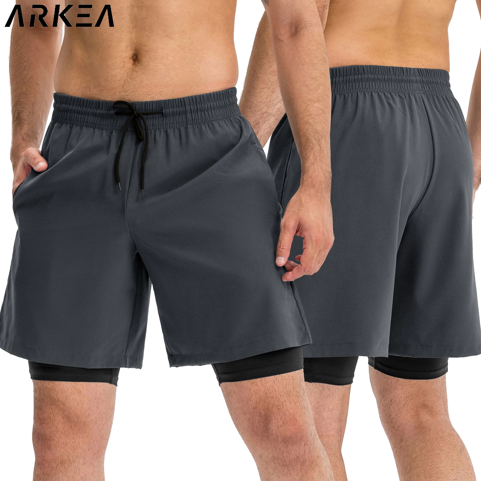 2023 Sports Shorts Men 2 in 1 Compression Shorts Beach Sweatpants Summer Gym Fitness Training Jogging Short Pants