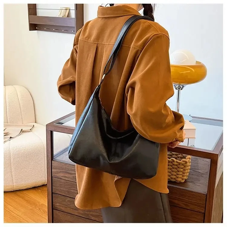 PU-Leder Pendler Mode Vintage Casual Tote Bag Maillard Stilvolle Umhängetaschen für Frauen Textur Große Kapazität Temperament – Detail 9