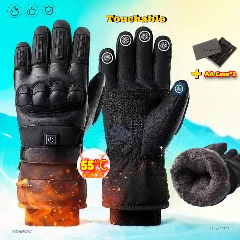 Gants de moto chauffants gants d'hiver gants pour écran tactile gants de protection gants électriques avec fonction de chauffage pour le ski vélo