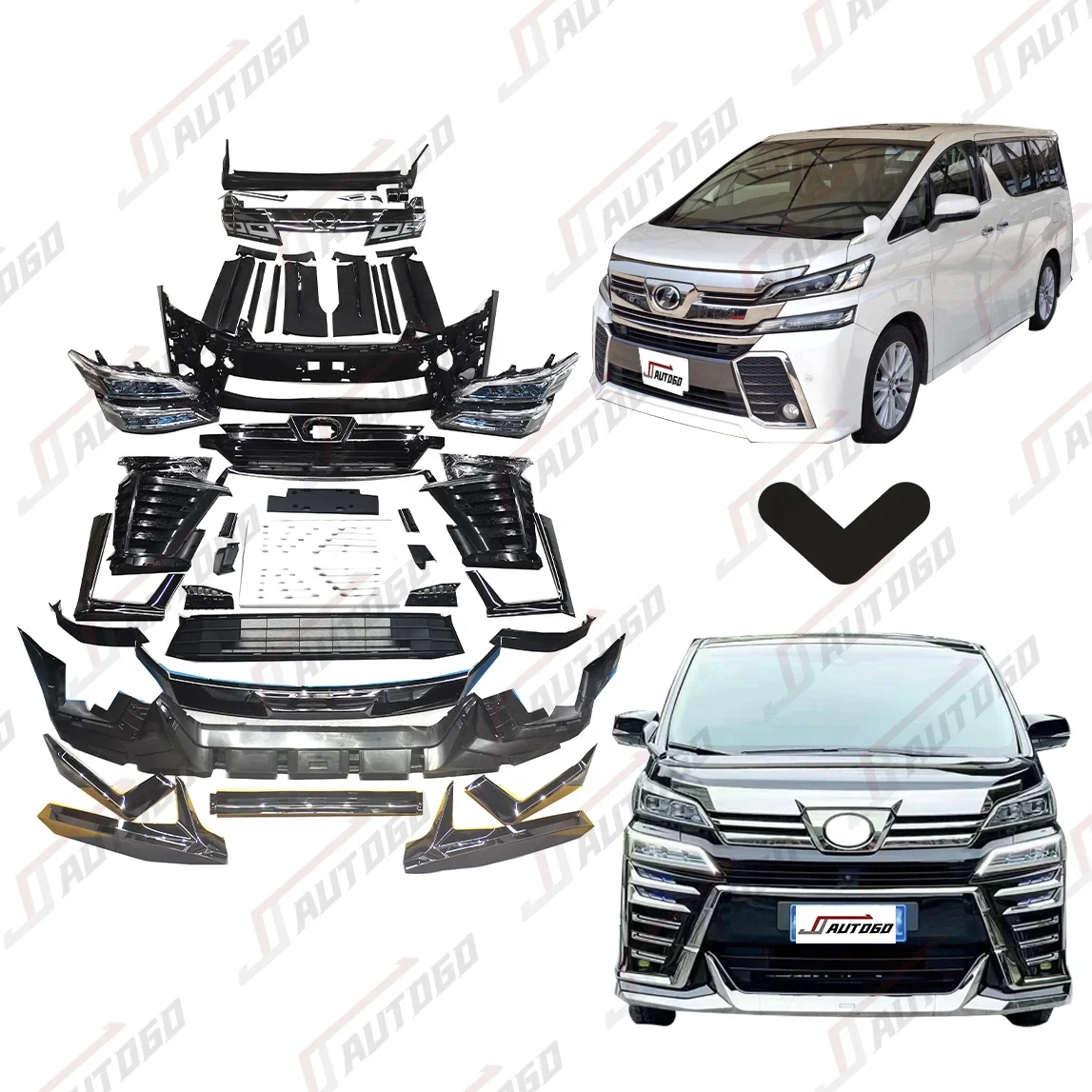 2022 RHD Japan ZG Modellista Style Full Body Kit for Vellfire 30 Series 2015 2016 2017 Modify LED Headlight Taillight Bumper Lip