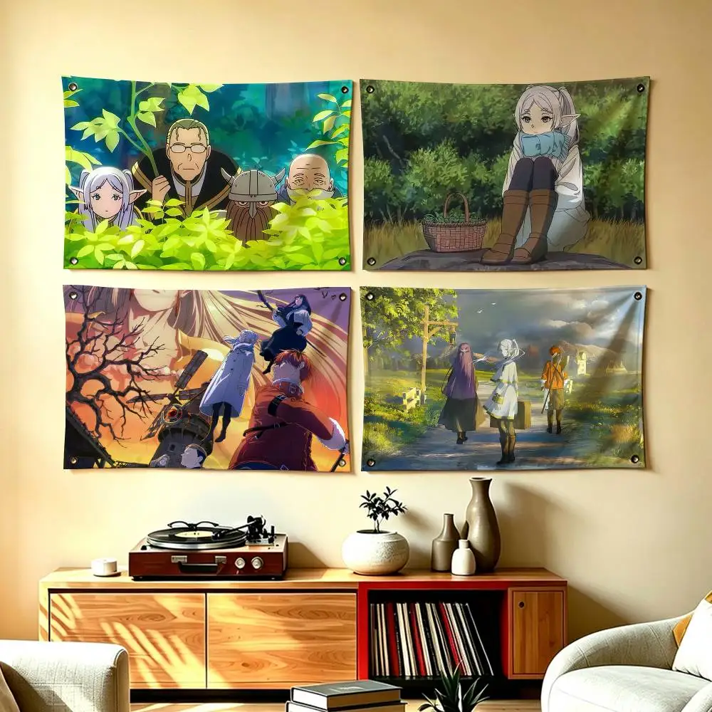 Anime Frieren Beyond Journey En-d  Flags for Bedrooms Home Decor Items Outdoor Decors Garage Decoration Flaga