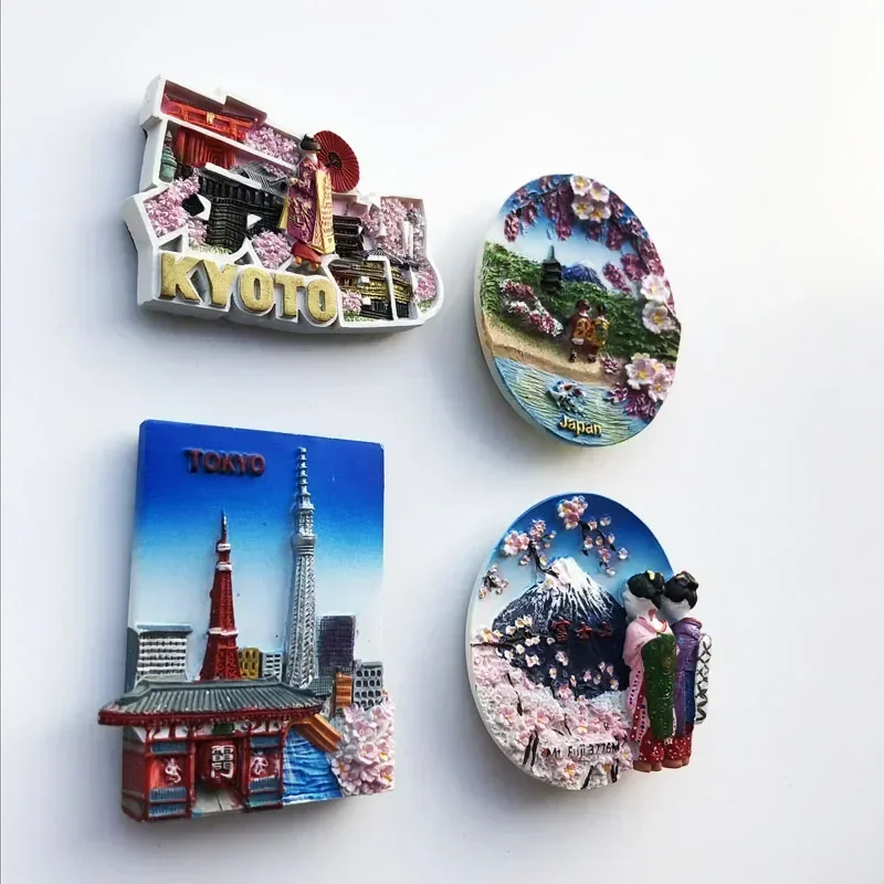 Japan Fridge Magnets Mount Fuji Tokyo Kyoto Tourist Souvenir Craft Gifts Resin Magnetic Refrigerator Sticker Home Decoration