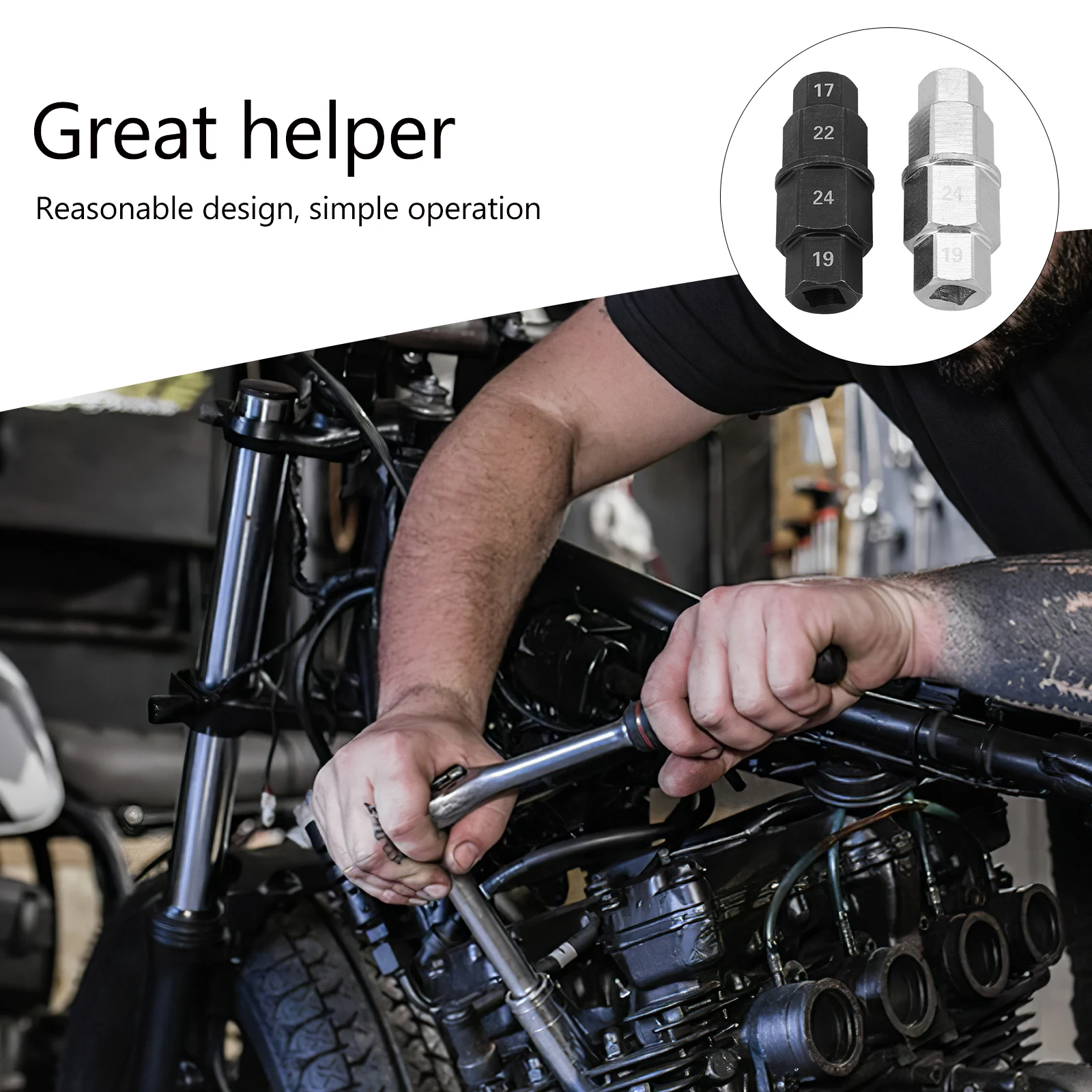 

2pcs Disassembly Sleeve Black Silver Motorcycle Front Wheel Axle Removal Tool Universal Hexagonal Socket Adapter Kit