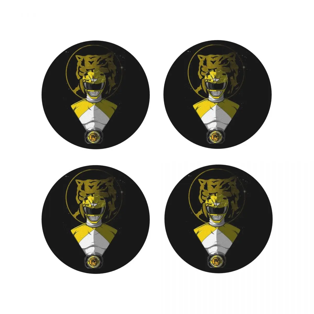 Mighty Morphin Power Ranger sous-verres napperons de cuisine tasse d'isolation imperméable tapis à café pour la maison vaisselle tampons ensemble de 4