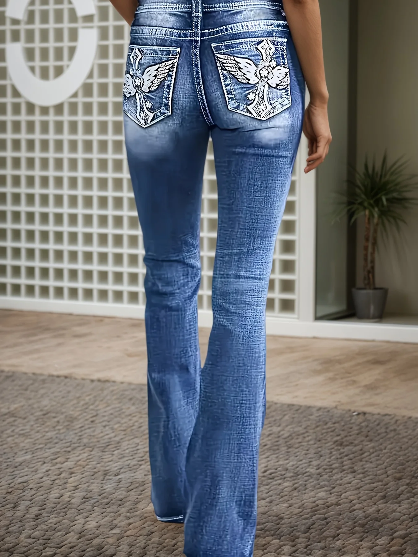 Ladies' fashionable high waisted slim fit stretch jeans, street style, high elasticity, comfortable fabric, suitable for daily