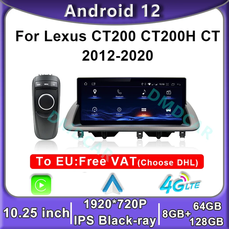 

Android 12 8+128G MTK Car Multimedia Player CarPlay Autoradio Stereo Radio GPS Navigation For Lexus CT CT200 CT200H 2012-2020