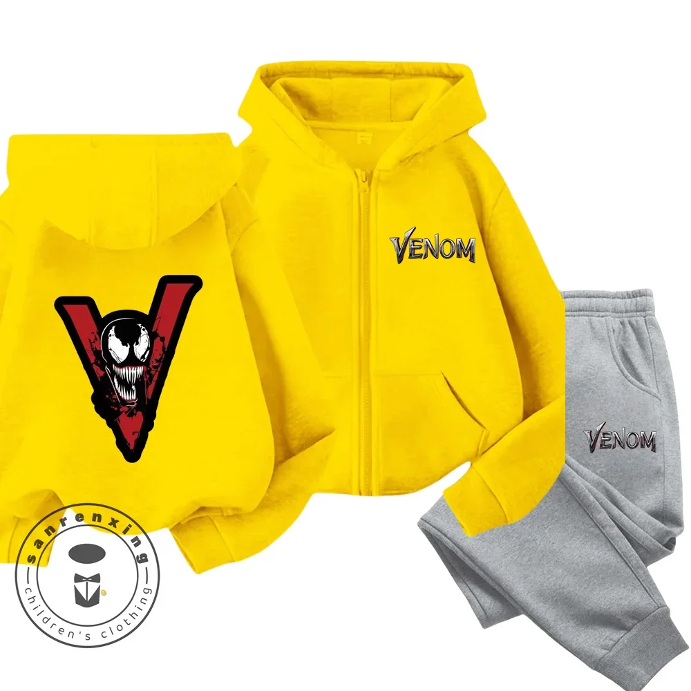 Ensemble de vêtements à fermeture éclair Venom pour enfants, pull PVD, haut et pantalon astronomiques, manches longues imbibées, vêtements de sport pour enfants, garçons et filles, 2 pièces