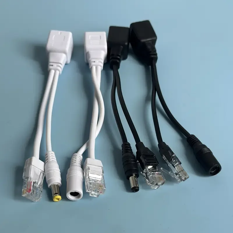كابلات محول POE مع مقسم وحاقن طاقة سلبي عبر موصل إيثرنت RJ45 12-48 فولت لكاميرات IP