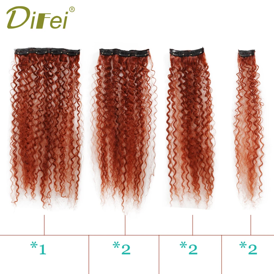 DIFEI 20 Inch Wig Piece Synthetic Wig Female Fashion Fluffy Invisible Small Curly Hair Seven-piece Socket wig Piece