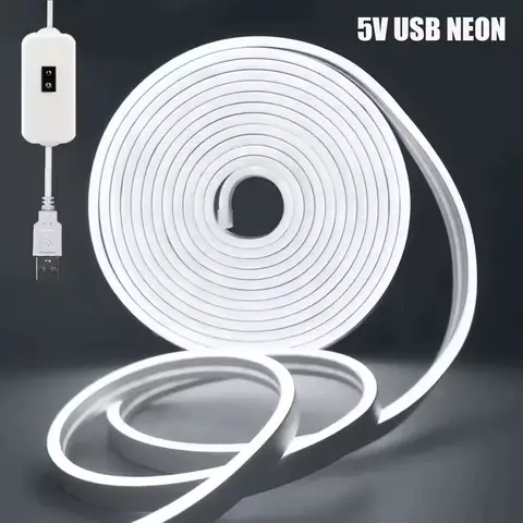Tira de luces LED de neón, 5V, USB, Sensor de gestos inteligente, atenuador, interruptor Flexible, impermeable, letrero de neón de silicona, cuerda, decoración de habitación