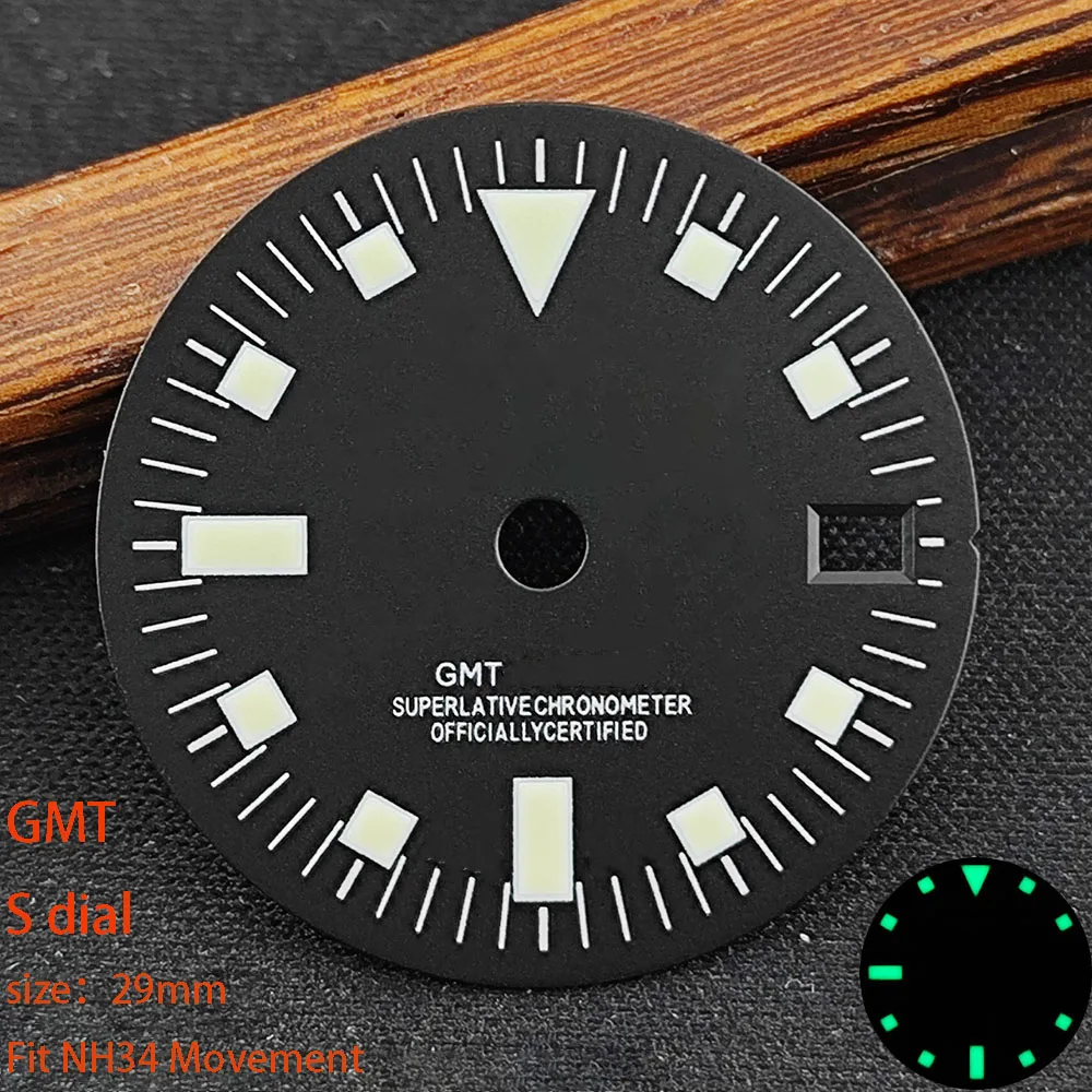 29.0mm NH34 dial S dial green luminous suitable for NH34 movements watch accessories repair tool