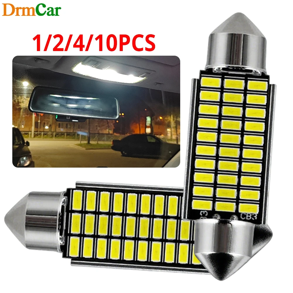 

1/2/4/10 шт., внутренняя купольная лампа для чтения, гирлянда 31 мм, 36 мм, 39 мм, 41 мм, светодиодные лампы, супер яркая C5W C10W, освещение номерного знака автомобиля