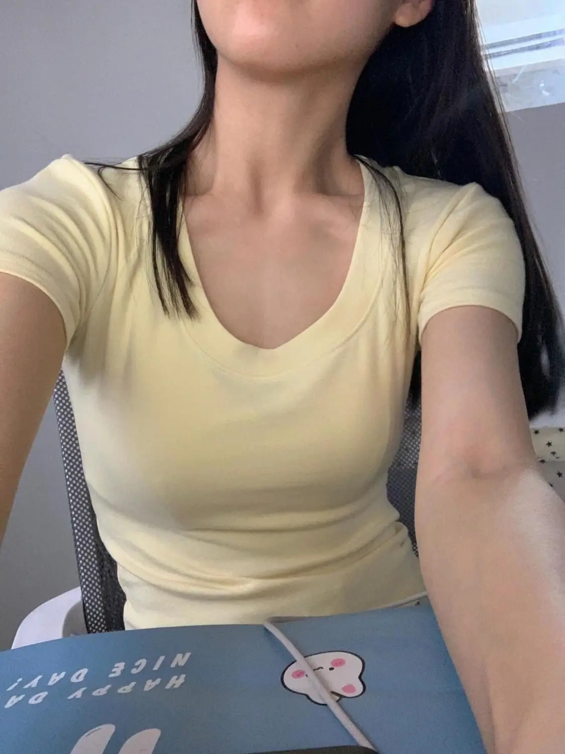 

Pure Cotton American U-neck Short-sleeved T-shirt for Women's Summer New Slim and Slim Solid Color Versatile Top