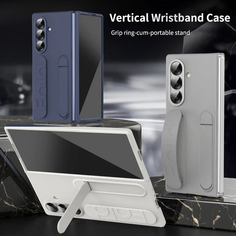 

Matte Portable Wristband Grip Multi-functional PC Case For Samsung Galaxy Z Fold 7 6 Fold7 kickstand Holder Bracket Back Cover
