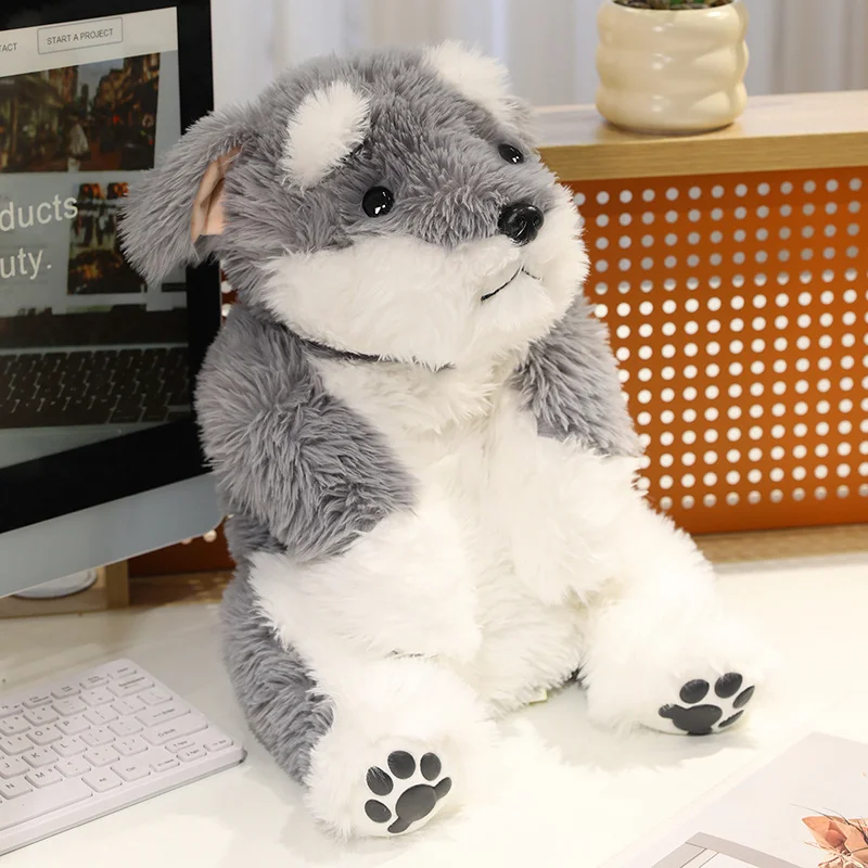 Simualtion Schnauzer Plush Lying Dog Animal Fluffy Doll Long Hair Sofa Pillow High Quality Gifts - view 6